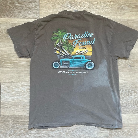 SOLD Vintage Snap-On Paradise Found Grey Cotton T Shirt - Picture 1 of 8